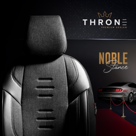 Луксозна тапицерия OTOM текстил с еко кожа THRONE Design – Черна със сив шев