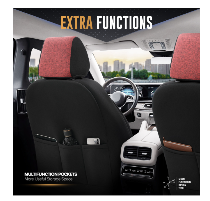 Луксозна тапицерия OTOM текстил с еко кожа THRONE Design – Червено-черна с черен шев