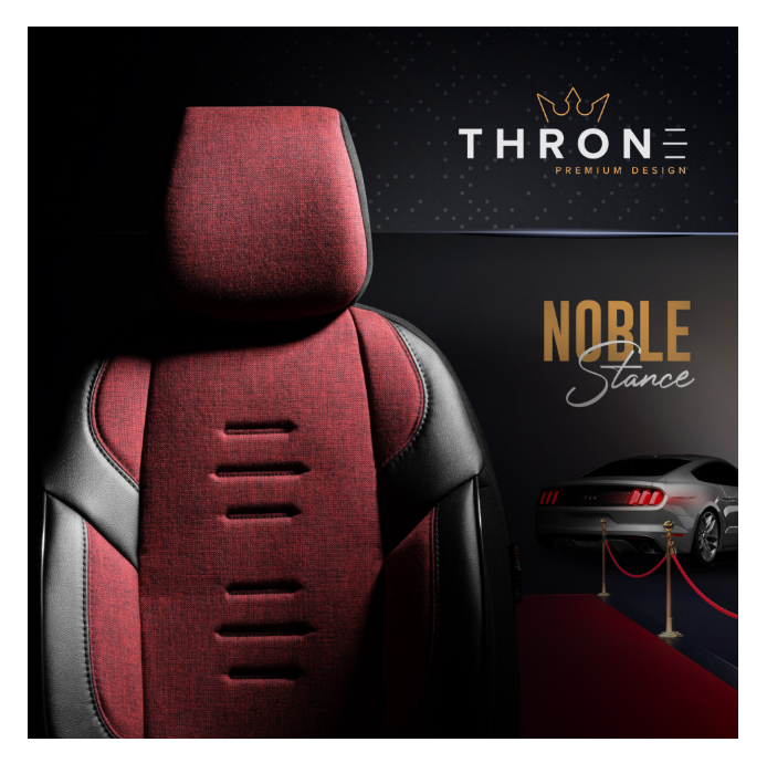 Луксозна тапицерия OTOM текстил с еко кожа THRONE Design – Червено-черна с черен шев
