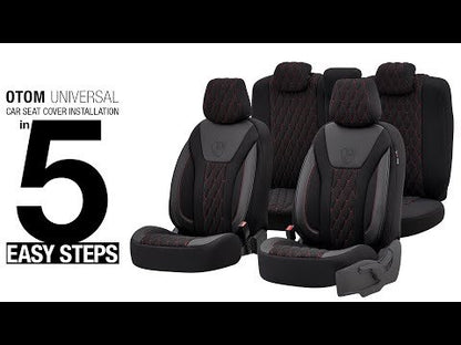 Луксозна тапицерия OTOM текстил с еко кожа THRONE Design – Червено-черна с черен шев