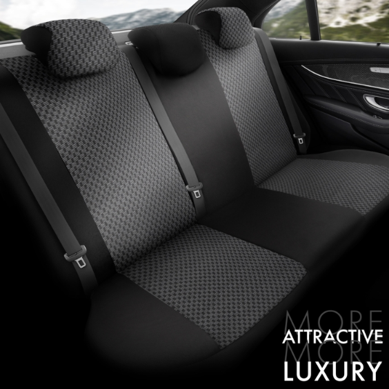 Luxury upholstery OTOM textile with eco leather TORO Design – Black with blue stitching