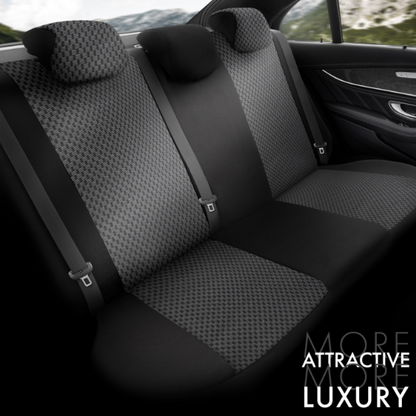 Luxury upholstery OTOM textile with eco leather TORO Design – Black with blue stitching