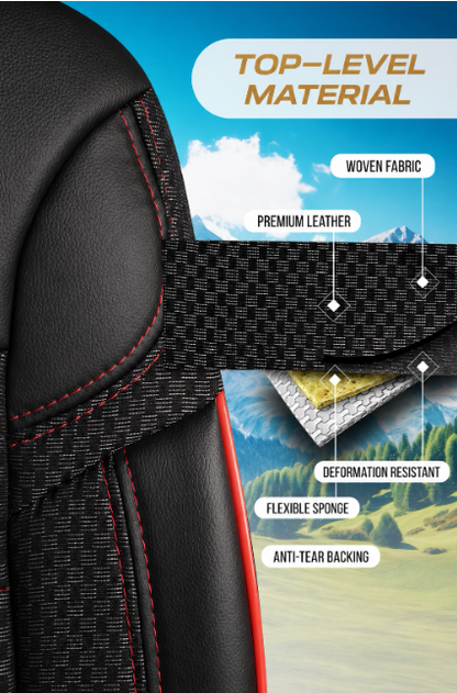 PANDA DRAGON Luxury Universal Upholstery - Eco-leather and Textile, Black/Red