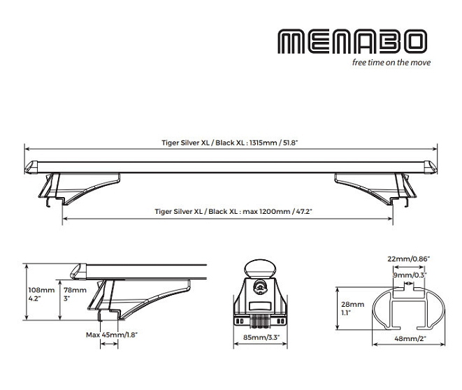 Напречни греди Menabo Tiger XL 850