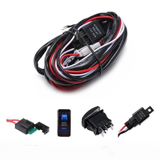Wiring harness with flush-mount switch for LED light bars and fog lights, 3.5 m