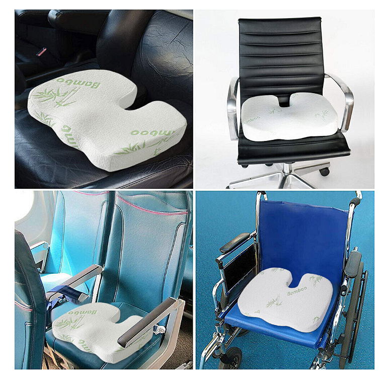Orthopedic Anatomical Memory Foam Seat Cushion with Bamboo Fibers for Back and Lumbar Pain Relief