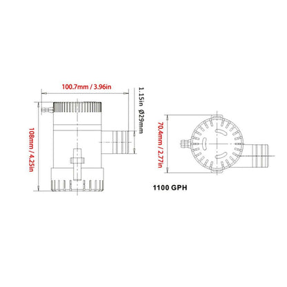 Отводнителна потопяема помпа, 12V, 1100GPH