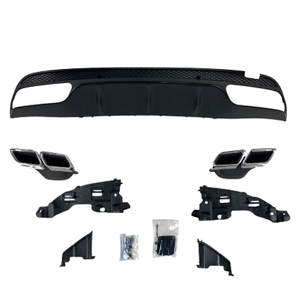 Front Bumper Package for Mercedes C-Class W205 (2014+) - AMG look with rear bumper diffuser and exhaust tips