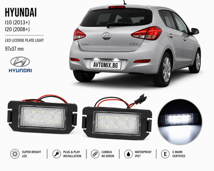 Plafonieră pentru iluminarea numărului de înmatriculare spate pentru Hyundai I10 (2013+) / I20 (2008+), 97x37 mm