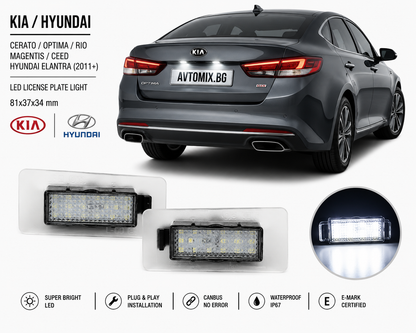 Plafoniere pentru iluminare număr înmatriculare pentru Kia Cerato / Optima / Rio / Magentis / Ceed / Hyundai Elantra (2011+) 81x37x34 mm