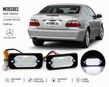 License Plate Lights for Mercedes W208 / W209 CLK, 61x28 mm
