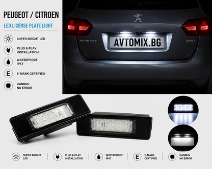 Plafonieră iluminare număr înmatriculare pentru PEUGEOT / CITROEN - dreptunghiulară
