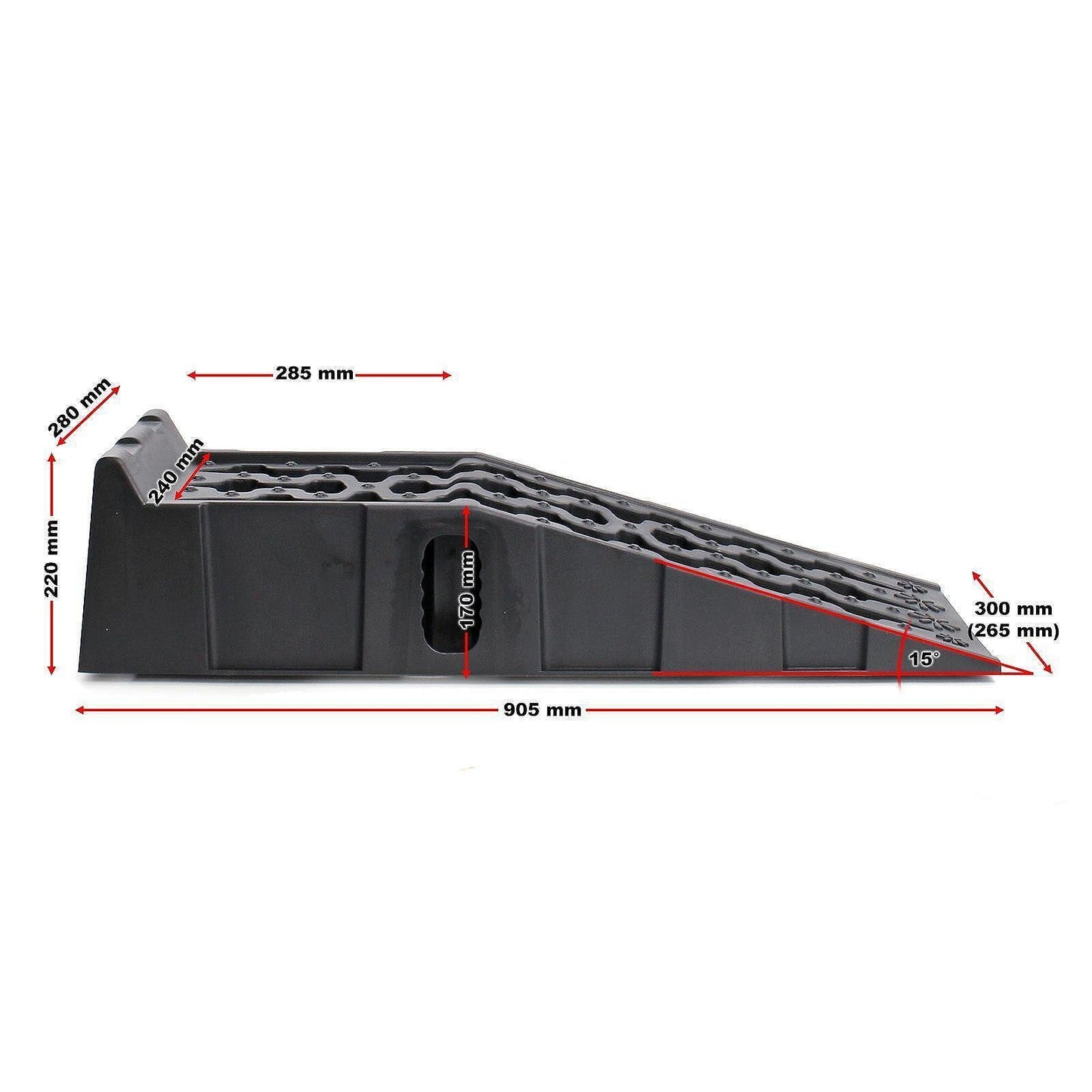 Plastic Car Ramps, 7 t, 905 x 305 x 215 mm, Set of 2