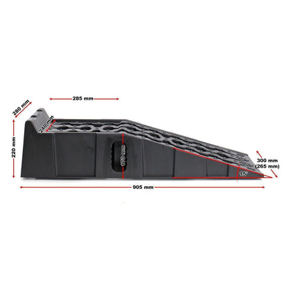 Plastic Car Ramps, 7 t, 905 x 305 x 215 mm, Set of 2