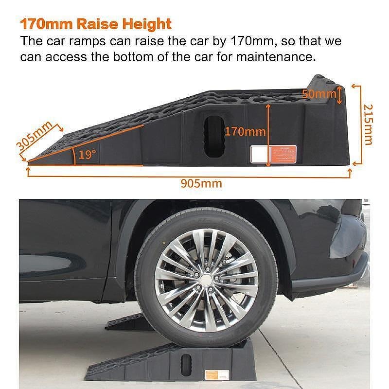 Plastic Car Ramps, 7 t, 905 x 305 x 215 mm, Set of 2