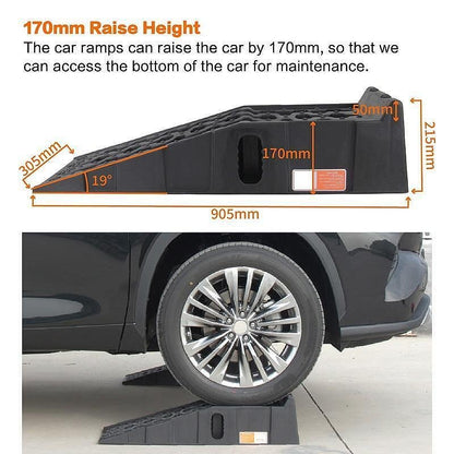 Plastic Car Ramps, 7 t, 905 x 305 x 215 mm, Set of 2