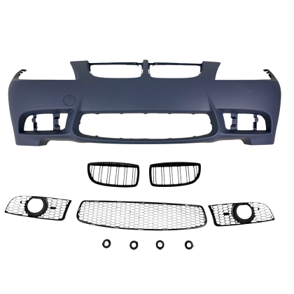 Front bumper for BMW E90 (2008+) - M3 design with kidney grilles, fog light openings, marked for parktronic