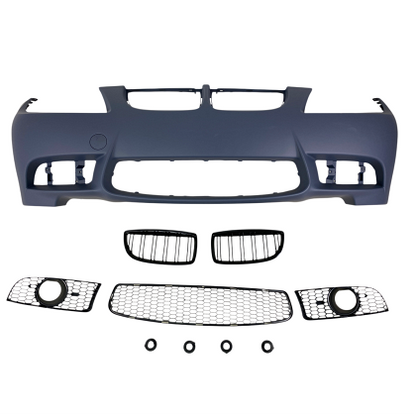 Front bumper for BMW E90 (2008+) - M3 design with kidney grilles, fog light openings, marked for parktronic