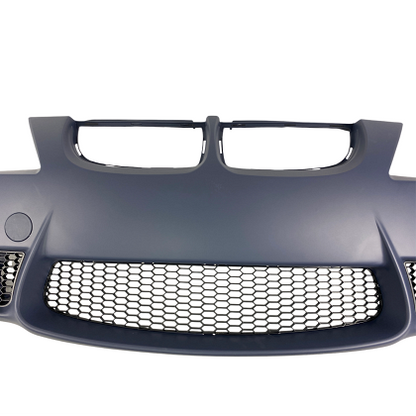 Bară de protecție față pentru BMW E90 / E91 (2005-2008) - design M3 fără găuri pentru proiectoare, fără găuri pentru spălătoare faruri, cu și fără senzori de parcare, amorsată
