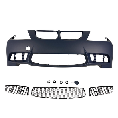 Bară de protecție față pentru BMW E90 / E91 (2005-2008) - design M3 fără găuri pentru proiectoare, fără găuri pentru spălătoare faruri, cu și fără senzori de parcare, amorsată