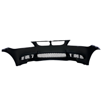 Bară de protecție față pentru BMW E90 / E91 (2005-2008) - design M3 fără găuri pentru proiectoare, fără găuri pentru spălătoare faruri, cu și fără senzori de parcare, amorsată