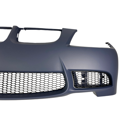 Bară de protecție față pentru BMW E90 / E91 (2005-2008) - design M3 fără găuri pentru proiectoare, fără găuri pentru spălătoare faruri, cu și fără senzori de parcare, amorsată