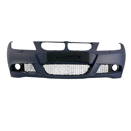 Bară de protecție față pentru BMW E90 / E91 (2008+) - design M-Tech cu găuri pentru spălătoare, fără parktronic, grunduită
