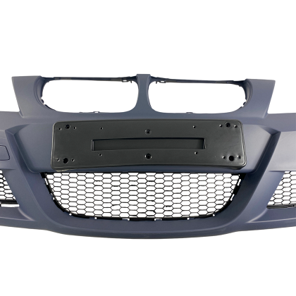 Bară de protecție față pentru BMW E90 / E91 (2008+) - design M-Tech cu găuri pentru spălătoare, fără parktronic, grunduită