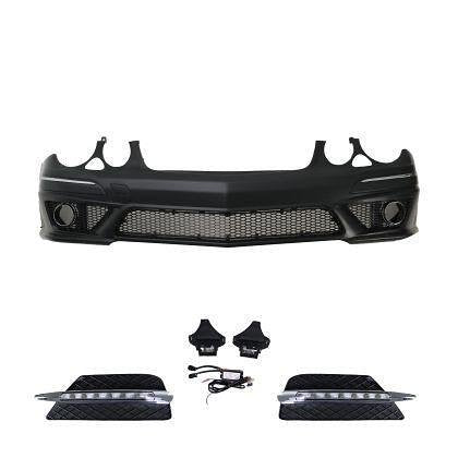 Предна броня за Mercedes W211 E-Class (2006-2009) - AMG Design с LED светлини