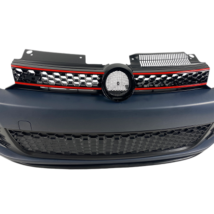 Предна броня за VW GOLF 6 с решетка и халогени - GTI дизайн с и без отвори за парктроник груднирана