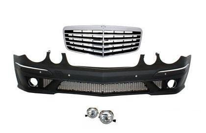 Bară față tuning pentru Mercedes W211 E-Class (2002-2009) - AMG cu grilă și proiectoare