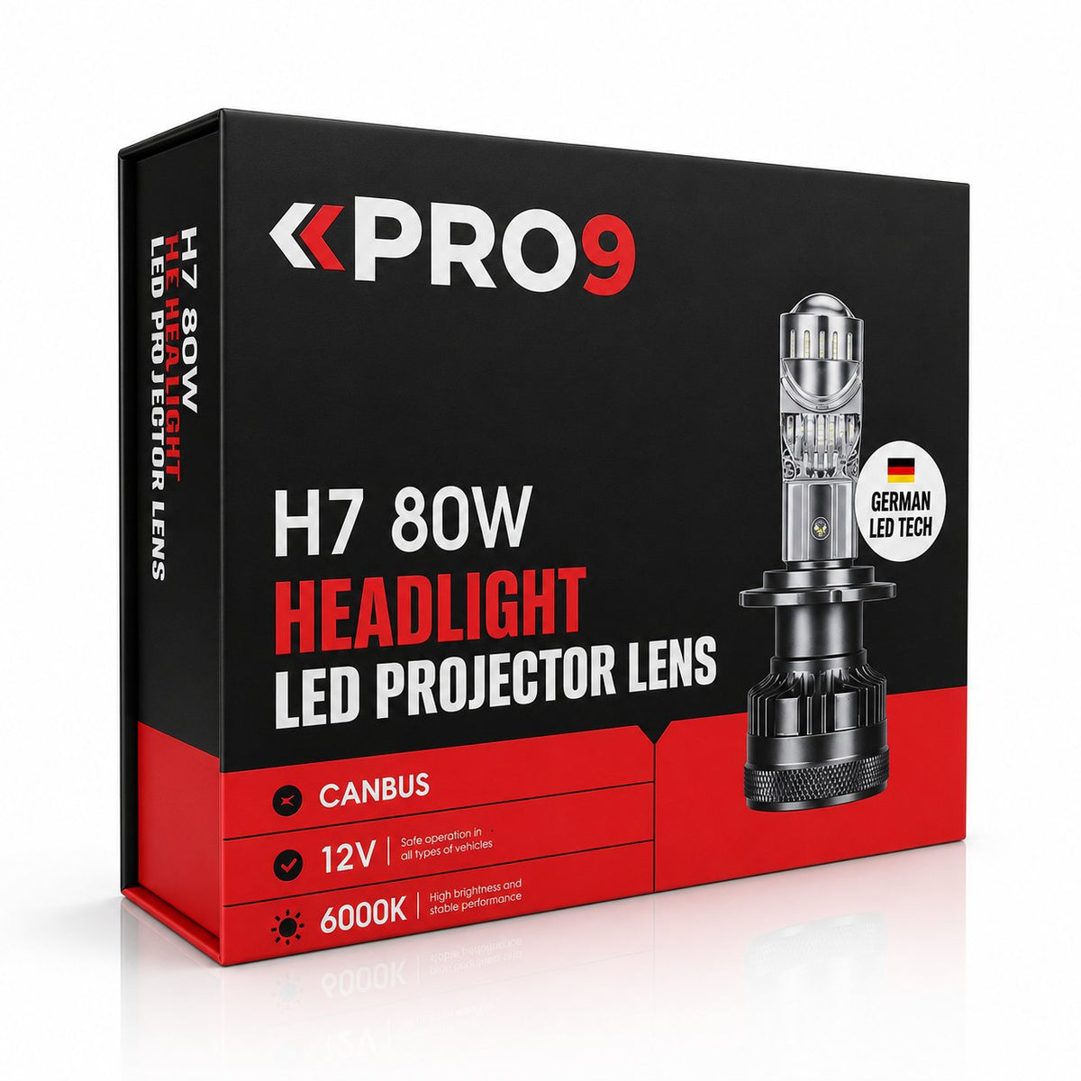 LED крушки H7 с лупи 80W 6000K 10000lm 12-24V