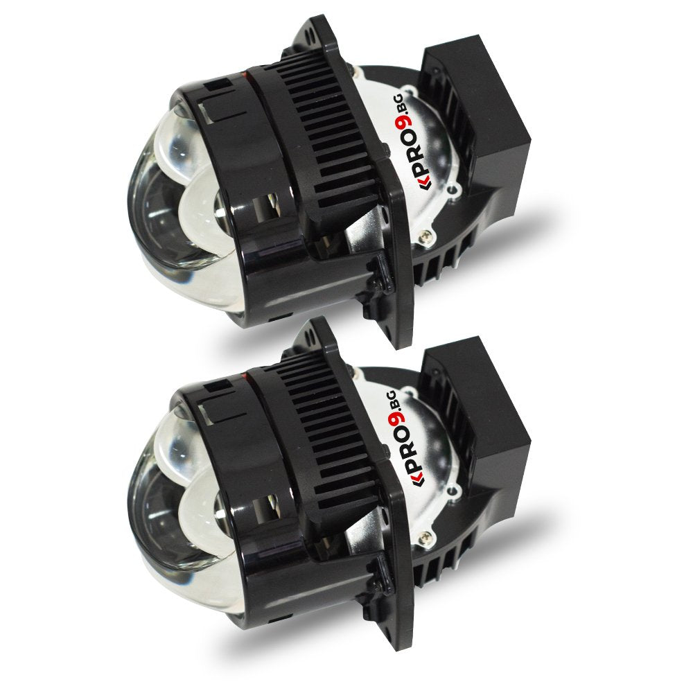 Bi-LED Лупи за вграждане 80W 3 инча +500% яркост 10000lm 6000K къси и дълги — к-т 2бр.