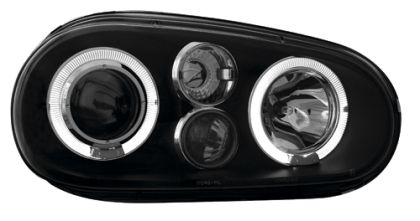 Кристални фарове Angel Eyes GOLF IV R32 - черни