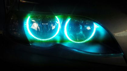 RGB Диодни Ангелски Очи за BMW E46 седан, комби (1998-2005) / купе (1998-2003) - със смяна на цветовете