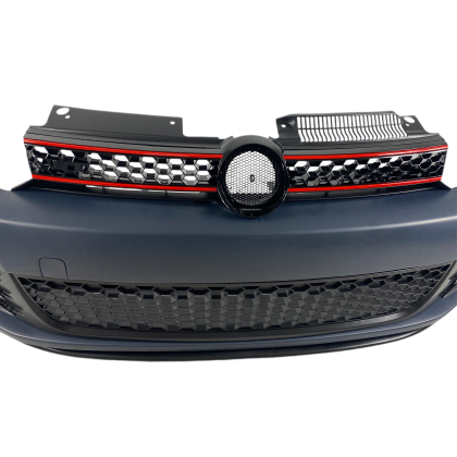 Предна броня за VW GOLF 6 с решетка и халогени - GTI дизайн с и без отвори за парктроник груднирана