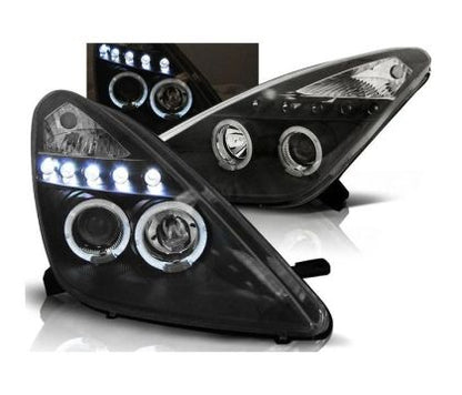 Кристални фарове Angel eyes TOYOTA CELICA T230 (99-05) - черни