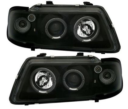 Кристални фарове за Audi A3 Angel Eyes (1996-2000) - черни
