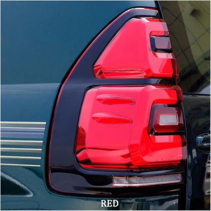Диодни стопове за TOYOTA LAND CRUISER Prado J120 (2003-2009) - full Led Uprgade to J150 look - червени с бягащ опушен мигач