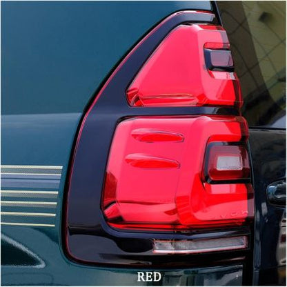 Диодни стопове за TOYOTA LAND CRUISER Prado J120 (2003-2009) - full Led Uprgade to J150 look - червени с бягащ опушен мигач