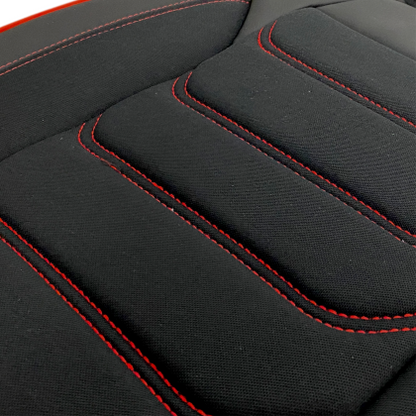 3D Тапицерия за седалки кожена Streetech Carbon - черна с червени кантове
