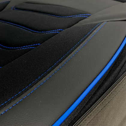 3D Тапицерия за седалки кожена Streetech Carbon - черна със сини кантове