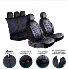 3D Тапицерия за седалки кожена Streetech Classy - черна със сини елементи