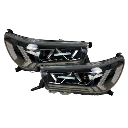 Кристални фарове за Toyota Hilux (2015-2020), led с дневни светлини
