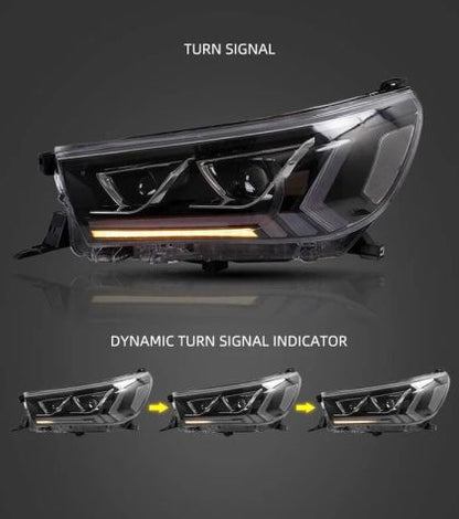 Кристални фарове за Toyota Hilux (2015-2020), led с дневни светлини