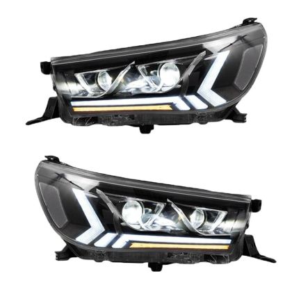 Кристални фарове за Toyota Hilux (2015-2020), led с дневни светлини