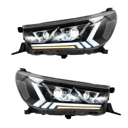 Кристални фарове за Toyota Hilux (2015-2020), led с дневни светлини