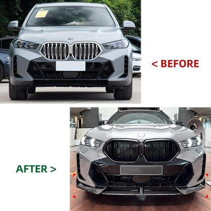 Добавка предна броня за BMW X6 G06 (2020-2022) M-Sport design - черен гланц