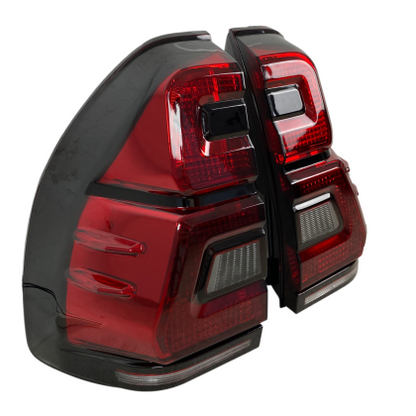 Диодни стопове за TOYOTA LAND CRUISER Prado J120 (2003-2009) - full Led Uprgade to J150 look - червени с бягащ опушен мигач