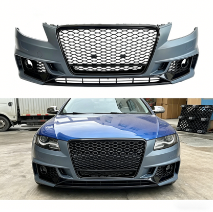 Предна броня за Audi A4 B8 (2008-2012) конверсия към Audi RS4 (2016-2019) - без отвори за парктроник